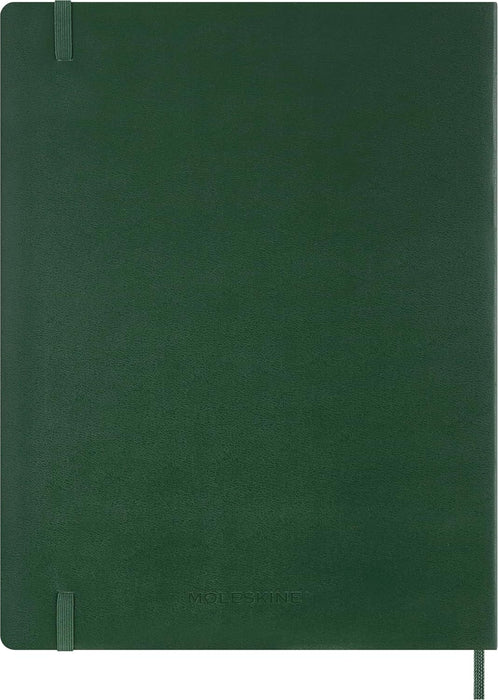 Moleskine Essential Planner 2025-2026, 15-Month Vertical Weekly Agenda, With Daily Time Slots, Flexible Cover, Myrtle Green Color, XXL Size 23.5x28.14