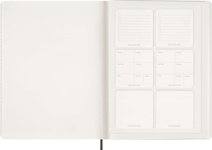 Moleskine Essential Planner 2025-2026, 15-Month Vertical Weekly Agenda, With Daily Time Slots, Flexible Cover, Myrtle Green Color, XXL Size 23.5x28.14