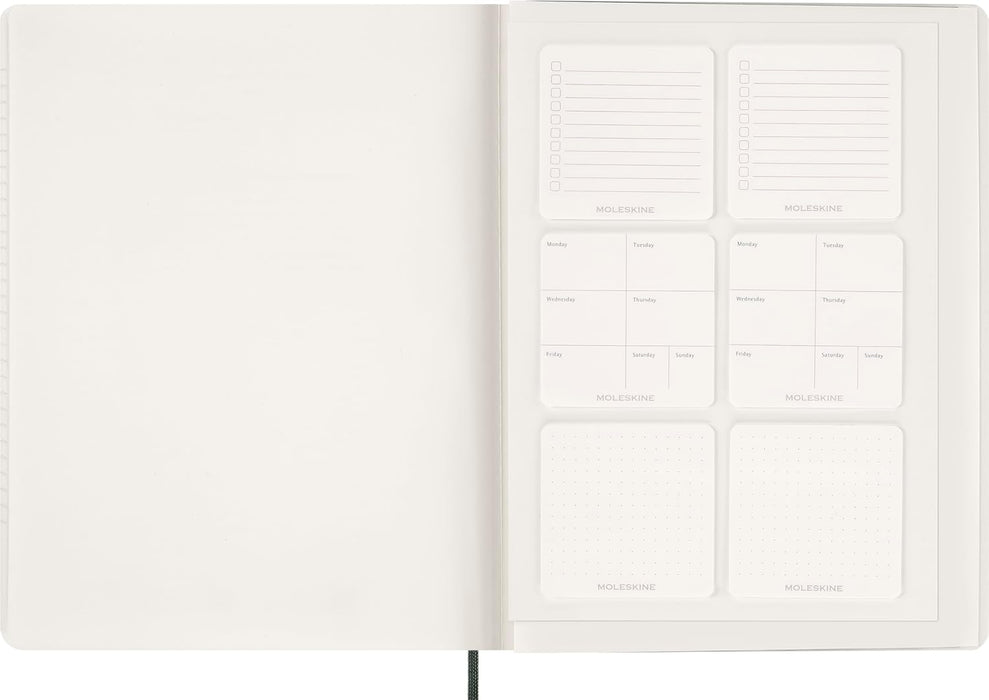 Moleskine Essential Planner 2025-2026, 15-Month Vertical Weekly Agenda, With Daily Time Slots, Flexible Cover, Myrtle Green Color, XXL Size 23.5x28.14