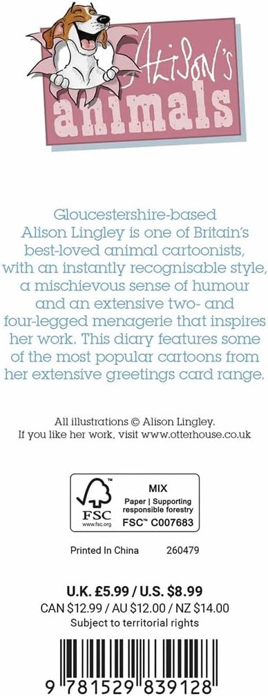 Carousel Worldwide, Alison's Animals 2026 Slim Diary Planner