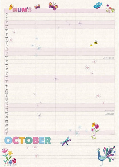 Carousel Worldwide, Mum's Fabric & Buttons 2026 A4 Wall Calendar Planner