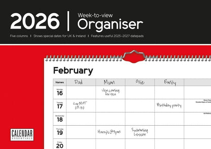 Carousel Worldwide, Essential Week-to-view 2026 A4 Wall Calendar Planner