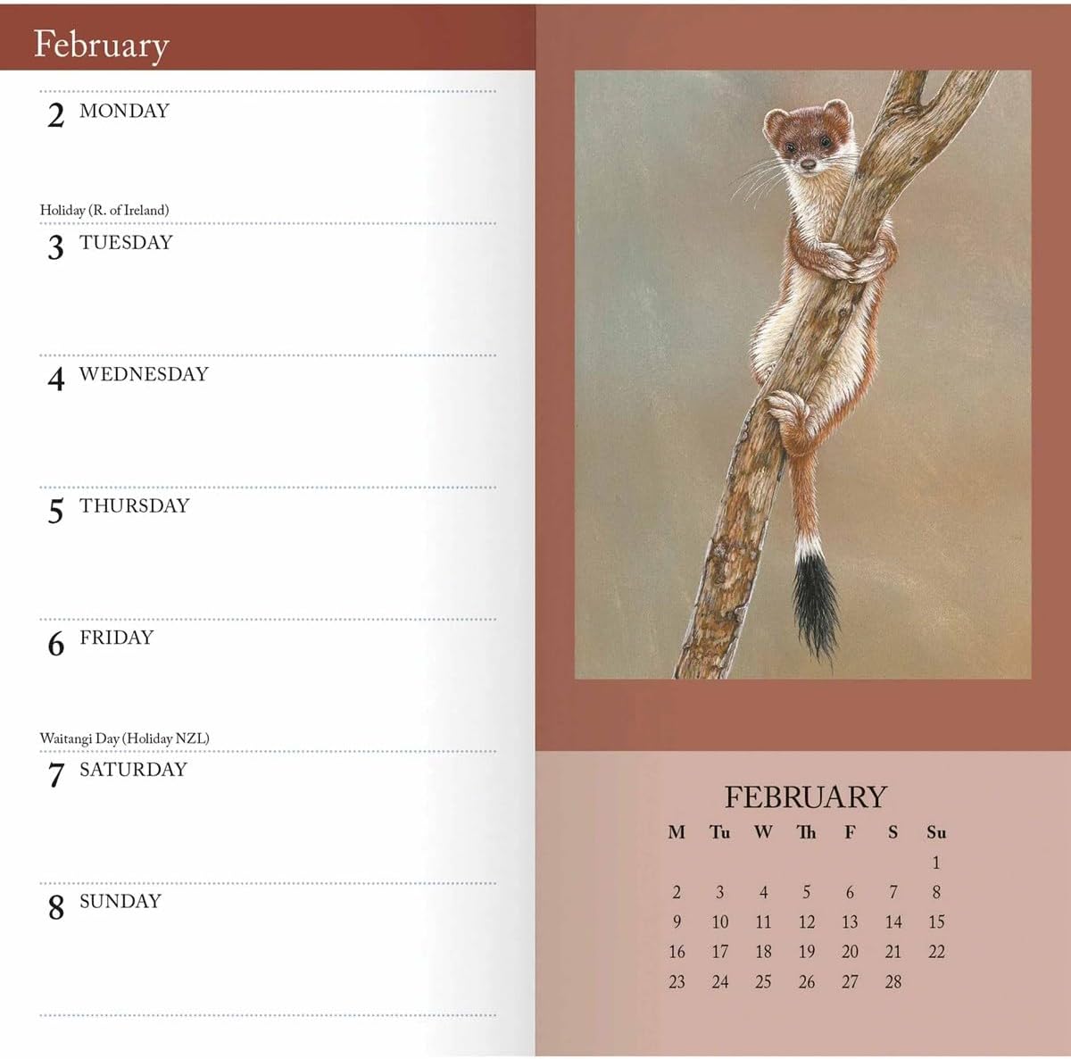 Carousel Worldwide British Wildlife in Art 2026 Slim Diary Planner – Week-to-View Pocket Diary, Illustrated Wildlife Cover, Organiser for Handbag or Jacket Pocket