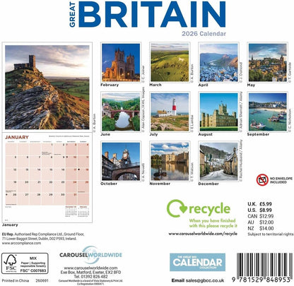Carousel Worldwide, Britain 2026 Mini Wall Calendar