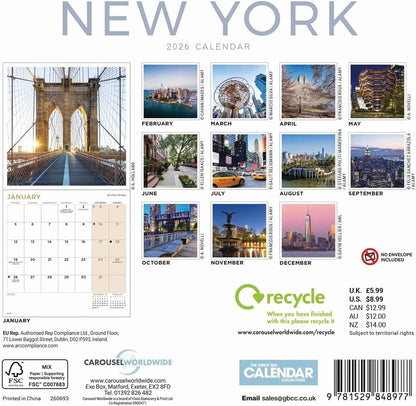 Carousel Worldwide, New York 2026 Mini Wall Calendar