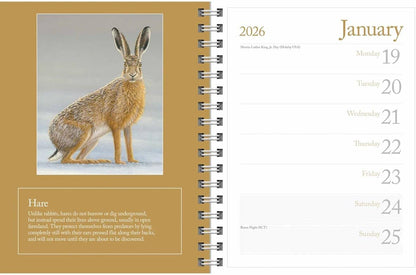 Carousel Worldwide British Wildlife in Art 2026 Deluxe Wire-O Diary Planner – Weekly & Monthly Organiser with Illustrated Designs