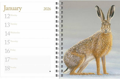 Carousel Worldwide British Wildlife in Art 2026 Deluxe Wire-O Diary Planner – Weekly & Monthly Organiser with Illustrated Designs