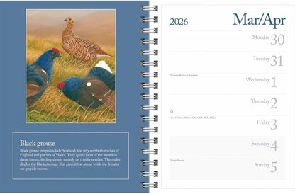 Carousel Worldwide British Wildlife in Art 2026 Deluxe Wire-O Diary Planner – Weekly & Monthly Organiser with Illustrated Designs
