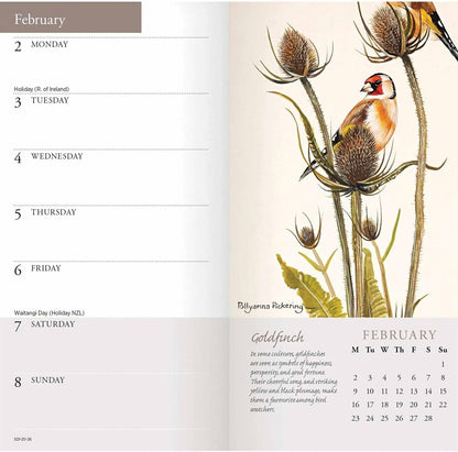 Carousel Worldwide Garden Birds by Pollyanna Pickering 2026 Slim Diary Planner – Week-to-View Pocket Diary, Illustrated Bird Cover, Organiser for Handbag or Jacket Pocket