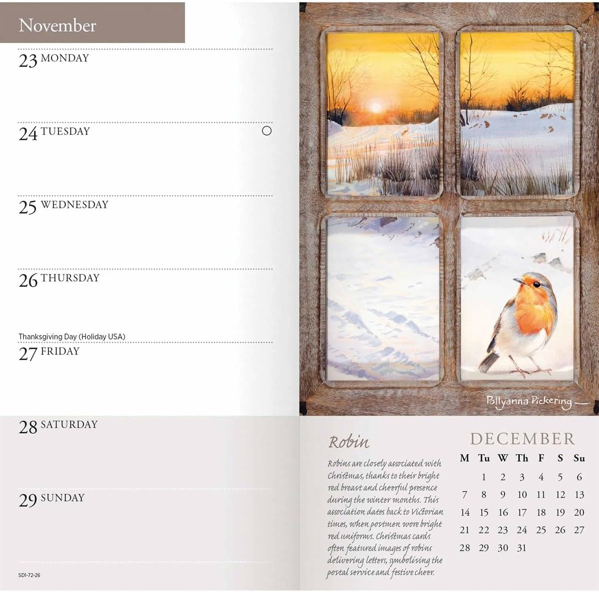 Carousel Worldwide Garden Birds by Pollyanna Pickering 2026 Slim Diary Planner – Week-to-View Pocket Diary, Illustrated Bird Cover, Organiser for Handbag or Jacket Pocket