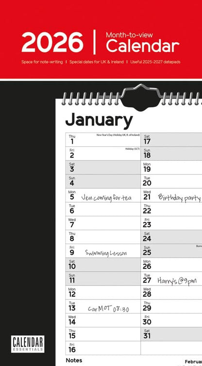 Carousel Worldwide, Essential Month-to-view 2026 Slim Wall Calendar
