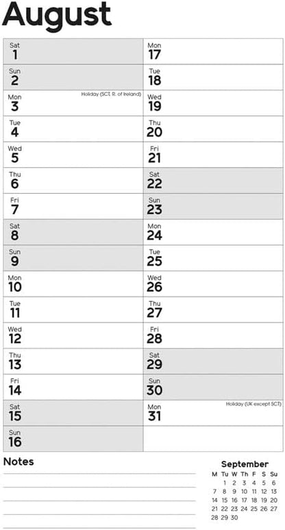Carousel Worldwide, Essential Month-to-view 2026 Slim Wall Calendar