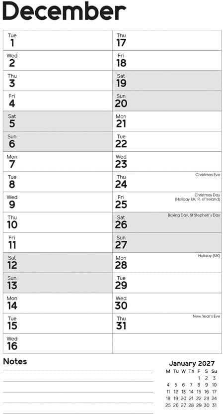 Carousel Worldwide, Essential Month-to-view 2026 Slim Wall Calendar