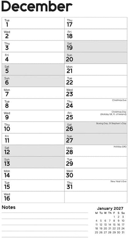 Carousel Worldwide, Essential Month-to-view 2026 Slim Wall Calendar