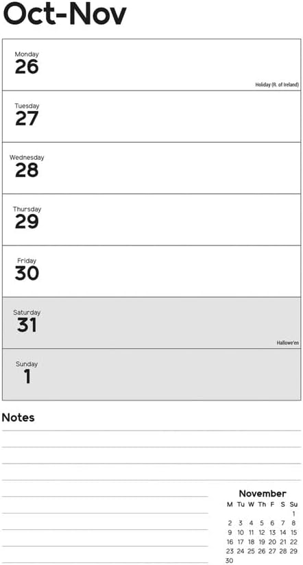 Carousel Worldwide, Essential Week-to-view 2026 Slim Wall Calendar