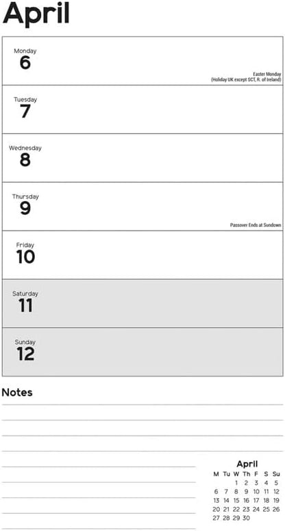 Carousel Worldwide, Essential Week-to-view 2026 Slim Wall Calendar