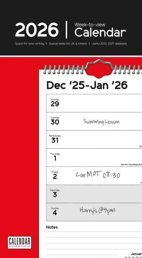 Carousel Worldwide, Essential Week-to-view 2026 Slim Wall Calendar