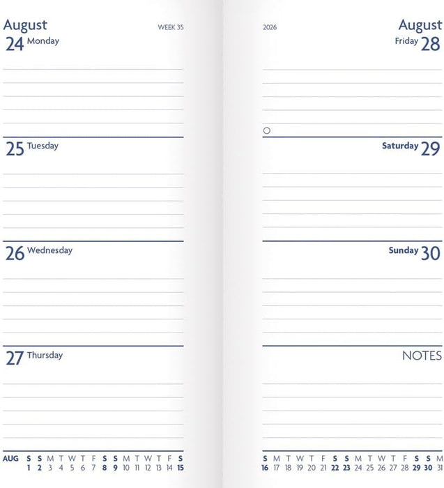 Carousel Worldwide Bird Floral 2026 Deluxe Slim Diary Planner – Week-to-View Pocket Diary, Elegant Bird & Flower Design, Organiser for Handbag or Jacket Pocket