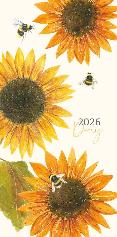 Carousel Worldwide Sunflowers 2026 Deluxe Slim Diary Planner – Week-to-View Pocket Diary, Bright Floral Cover, Organiser for Handbag or Jacket Pocket
