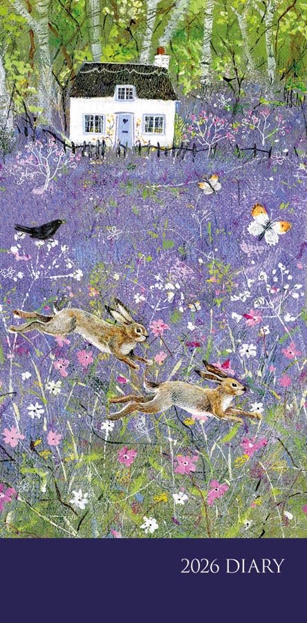 Carousel Worldwide Bluebell Cottage 2026 Deluxe Slim Diary Planner – Week-to-View Pocket Diary, Countryside Cottage Design, Organiser for Handbag or Jacket Pocket