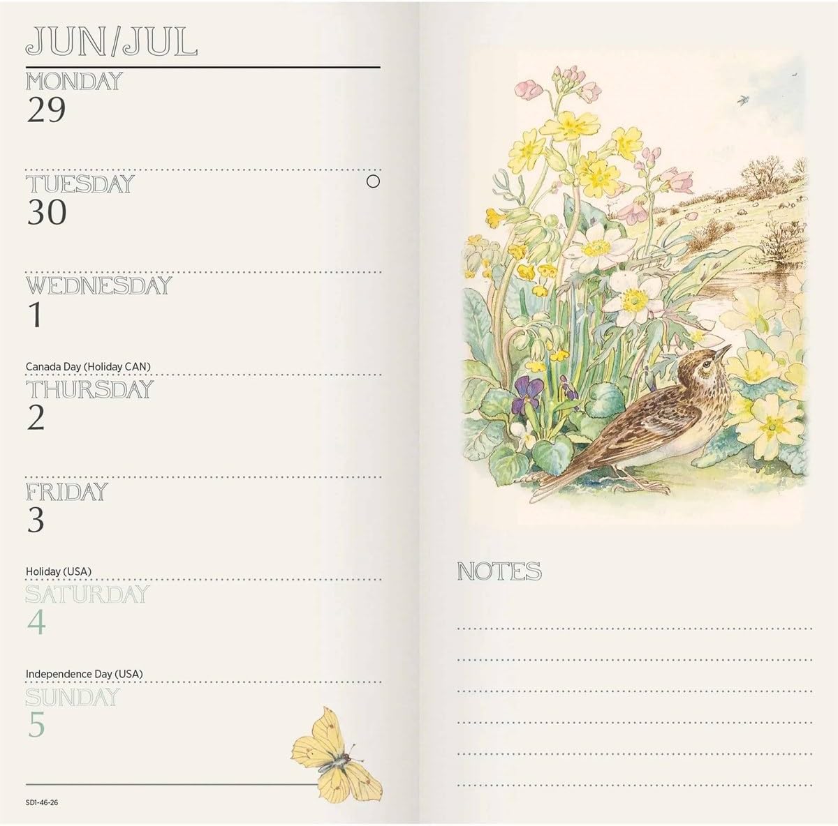 Carousel Worldwide, Edith Holden, Country 2026 Deluxe Slim Diary Planner