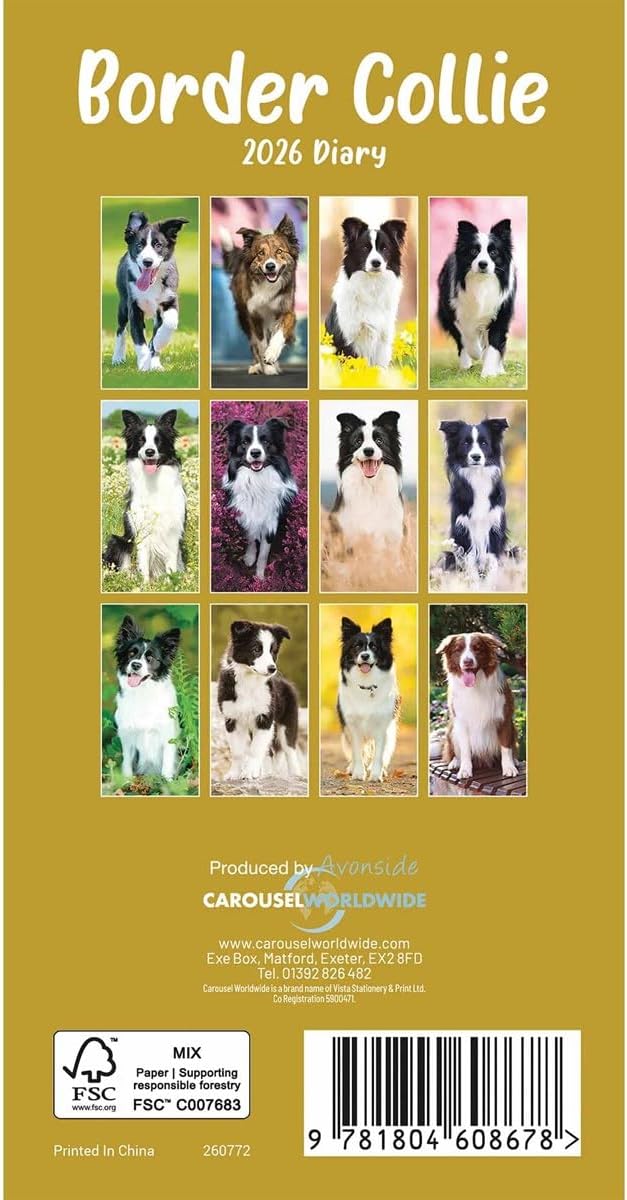 Carousel Worldwide, Border Collies 2026 Slim Diary Planner