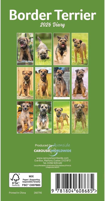 Carousel Worldwide, Border Terriers 2026 Slim Diary Planner