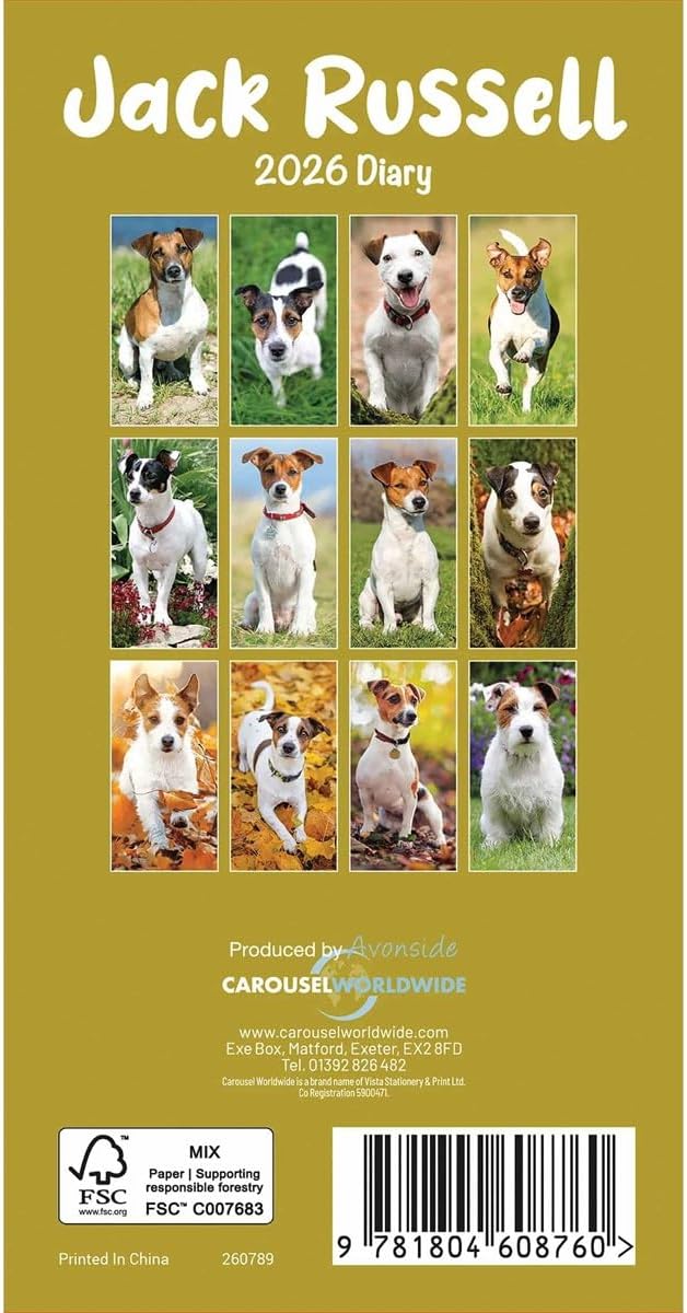 Carousel Worldwide, Jack Russell Terriers 2026 Slim Diary Planner