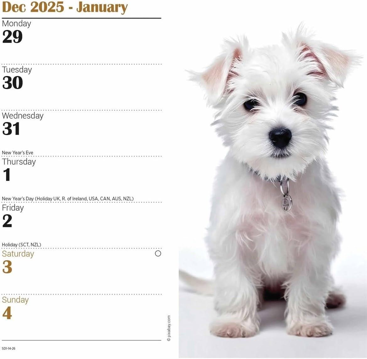 Carousel Worldwide, West Highland White Terriers 2026 Slim Diary Planner