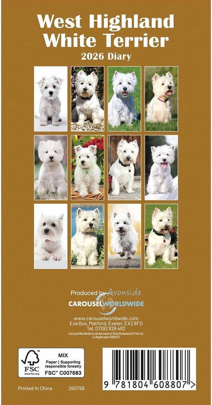 Carousel Worldwide, West Highland White Terriers 2026 Slim Diary Planner