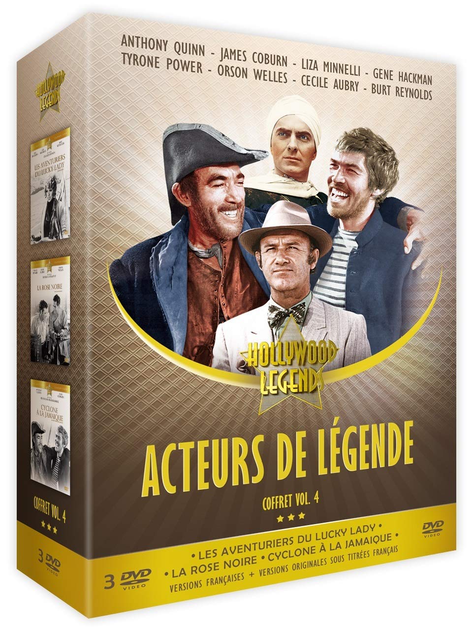Coffret acteurs de légende, vol. 4, 3 films : les aventuriers du lucky lady ; la rose noire ; cyclone à la jamaïque