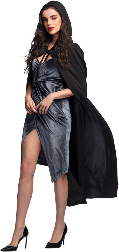 Boland - Umhang mit Kapuze Dust, 180 cm, 100 % Polyester, Unisex, Hexe, Mittelalter, Reiter, Vampir, Halloween, Kostüm, Karneval, Mottoparty