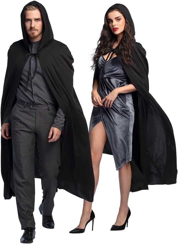 Boland - Umhang mit Kapuze Dust, 180 cm, 100 % Polyester, Unisex, Hexe, Mittelalter, Reiter, Vampir, Halloween, Kostüm, Karneval, Mottoparty