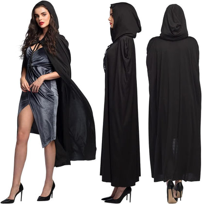 Boland - Umhang mit Kapuze Dust, 180 cm, 100 % Polyester, Unisex, Hexe, Mittelalter, Reiter, Vampir, Halloween, Kostüm, Karneval, Mottoparty