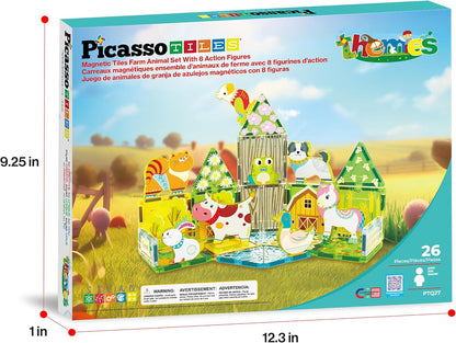 Picasso Tiles - Farm Themed Set With 8 Animals (26 Pcs) (Ptq27)