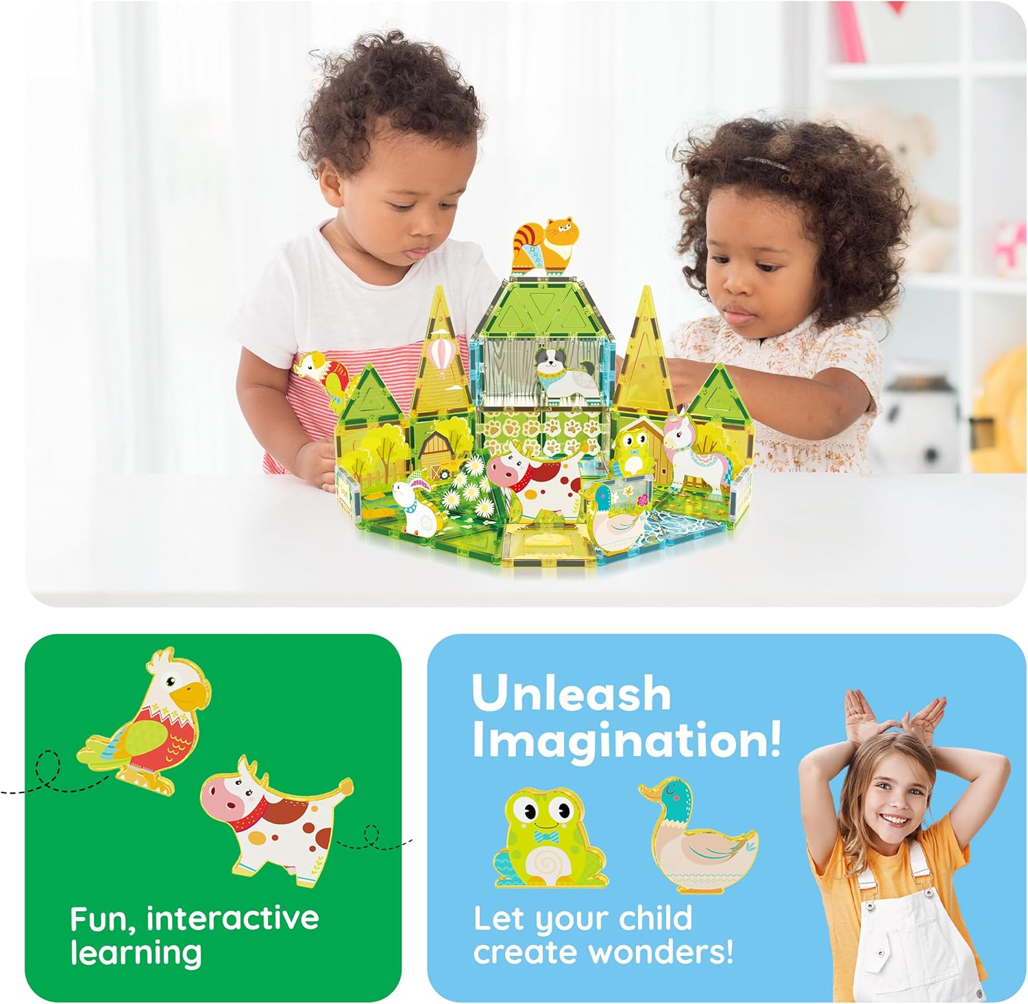 Picasso Tiles - Farm Themed Set With 8 Animals (26 Pcs) (Ptq27)