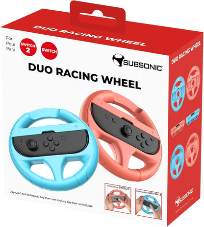 Subsonic - Pack van 2 stuurwielen voor JoyCons Nintendo Switch en Switch 2 - Compatibel met Switch en Switch 2 Joy-con - Blauw en Rood