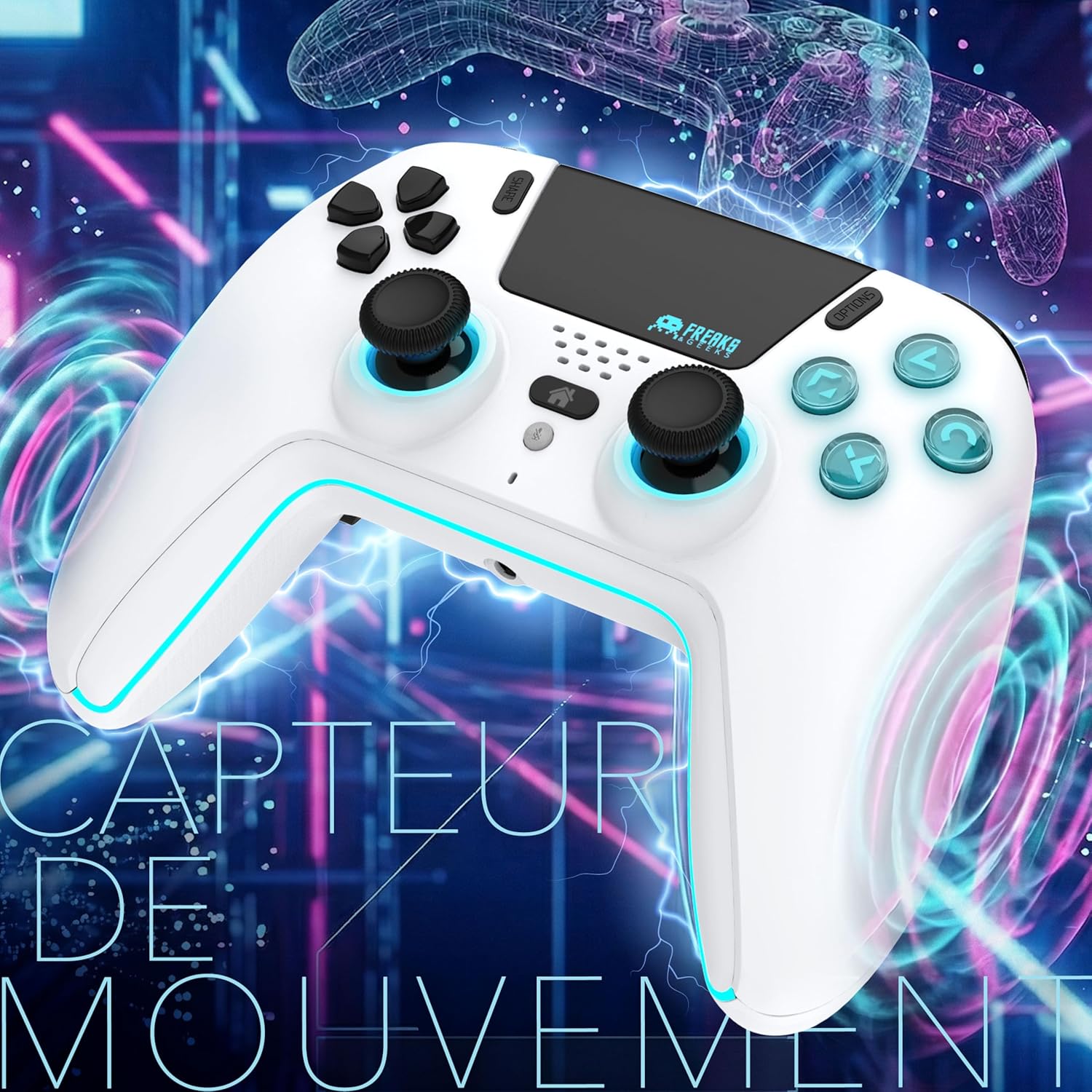 Freaks and Geeks- Bluetooth Wireless Controller for Playstation PS5 with LED