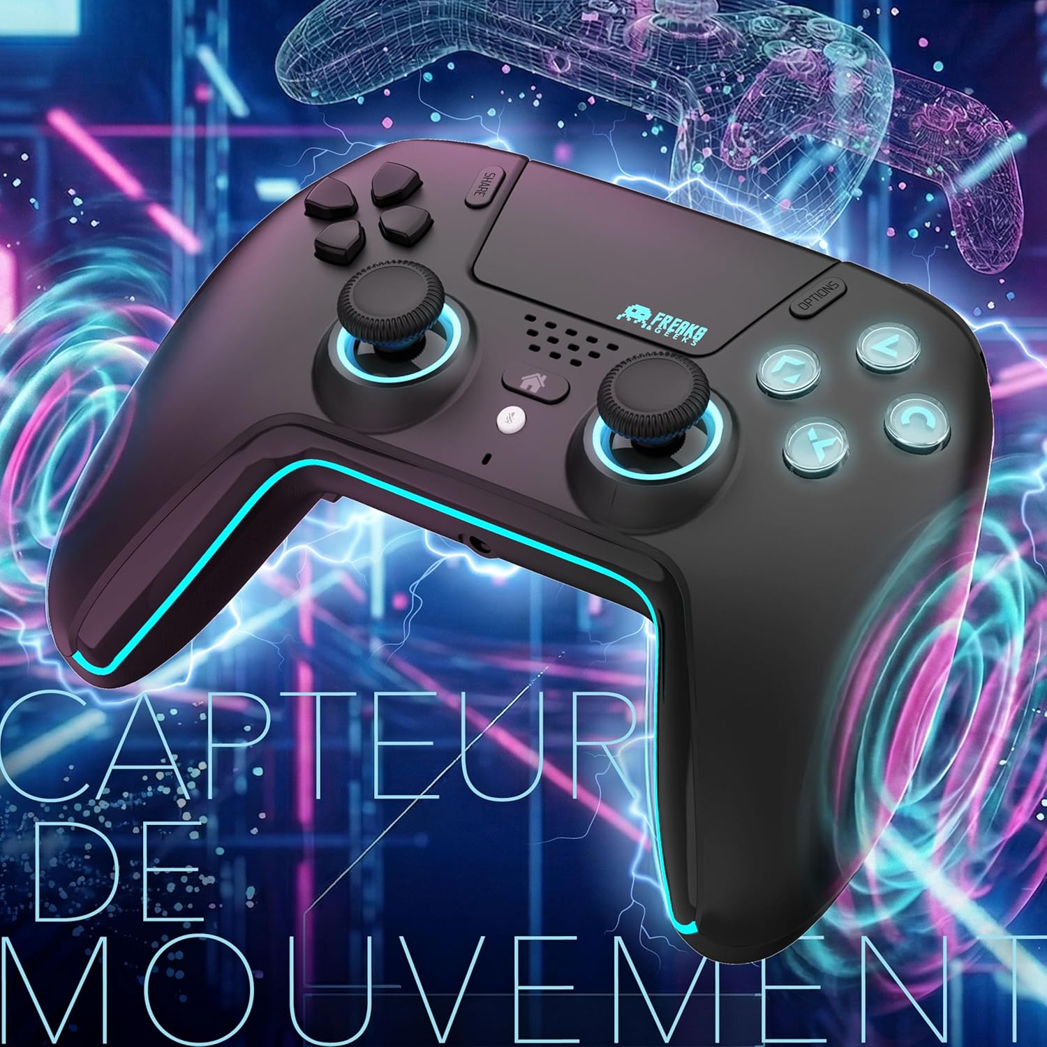 Freaks and Geeks- Bluetooth Wireless Controller for Playstation PS5 with LED
