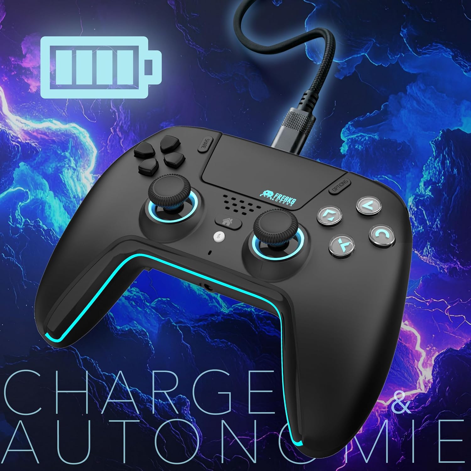Freaks and Geeks- Bluetooth Wireless Controller for Playstation PS5 with LED