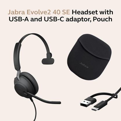 Jabra Evolve2 40 SE - USB-C/A Corded Mono Headset | Certified for UC Platforms |