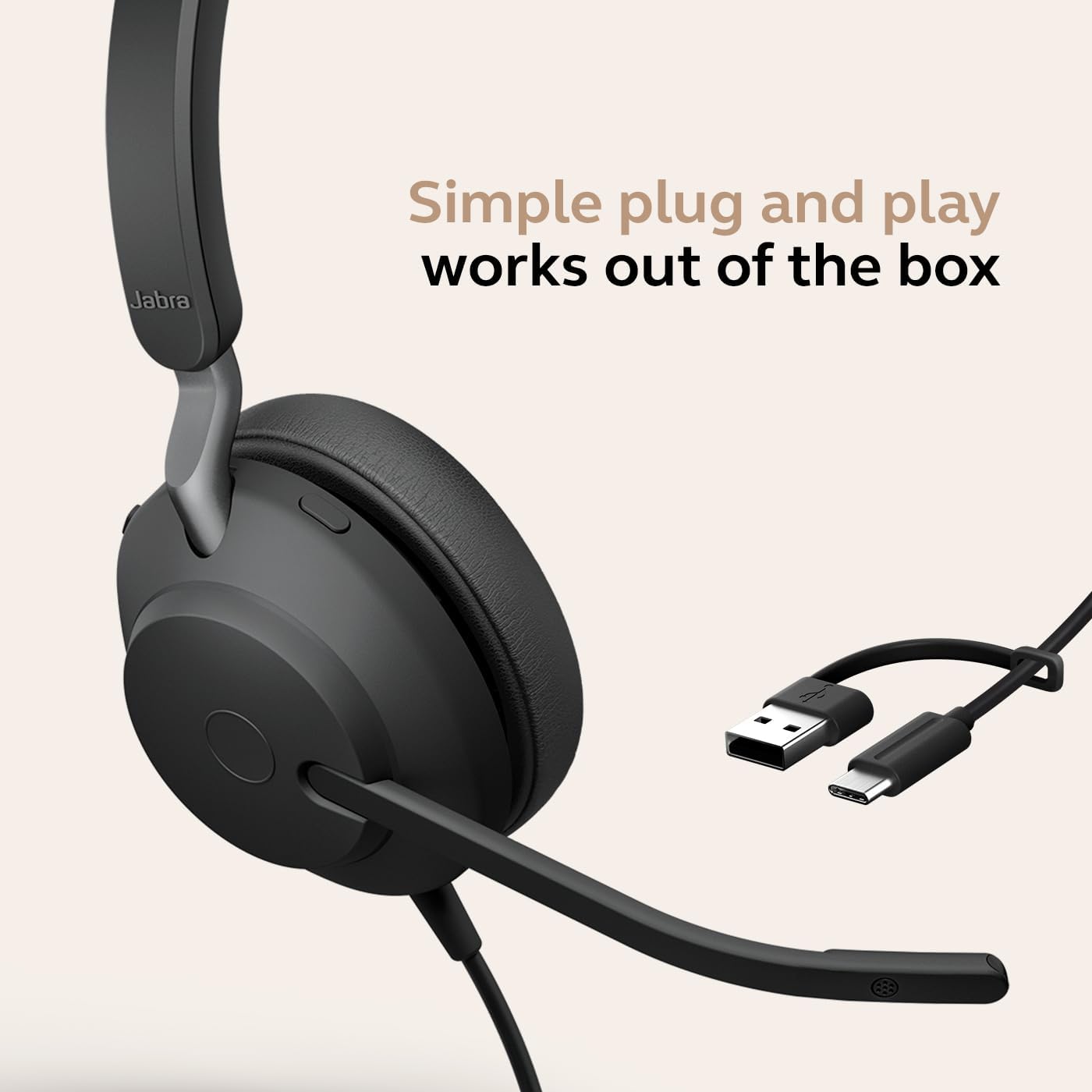 Jabra Evolve2 40 SE - USB-C/A Corded Mono Headset | Certified for UC Platforms |