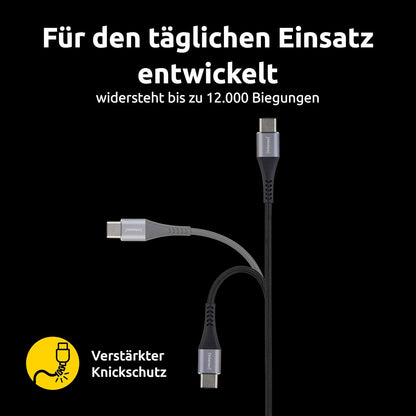 Intenso C315C - Cavo USB-C a USB-C da 60 W, ricarica rapida, 1,5 m, per iPhone, Samsung Galaxy, Macbook, laptop, iPad, colore: Nero