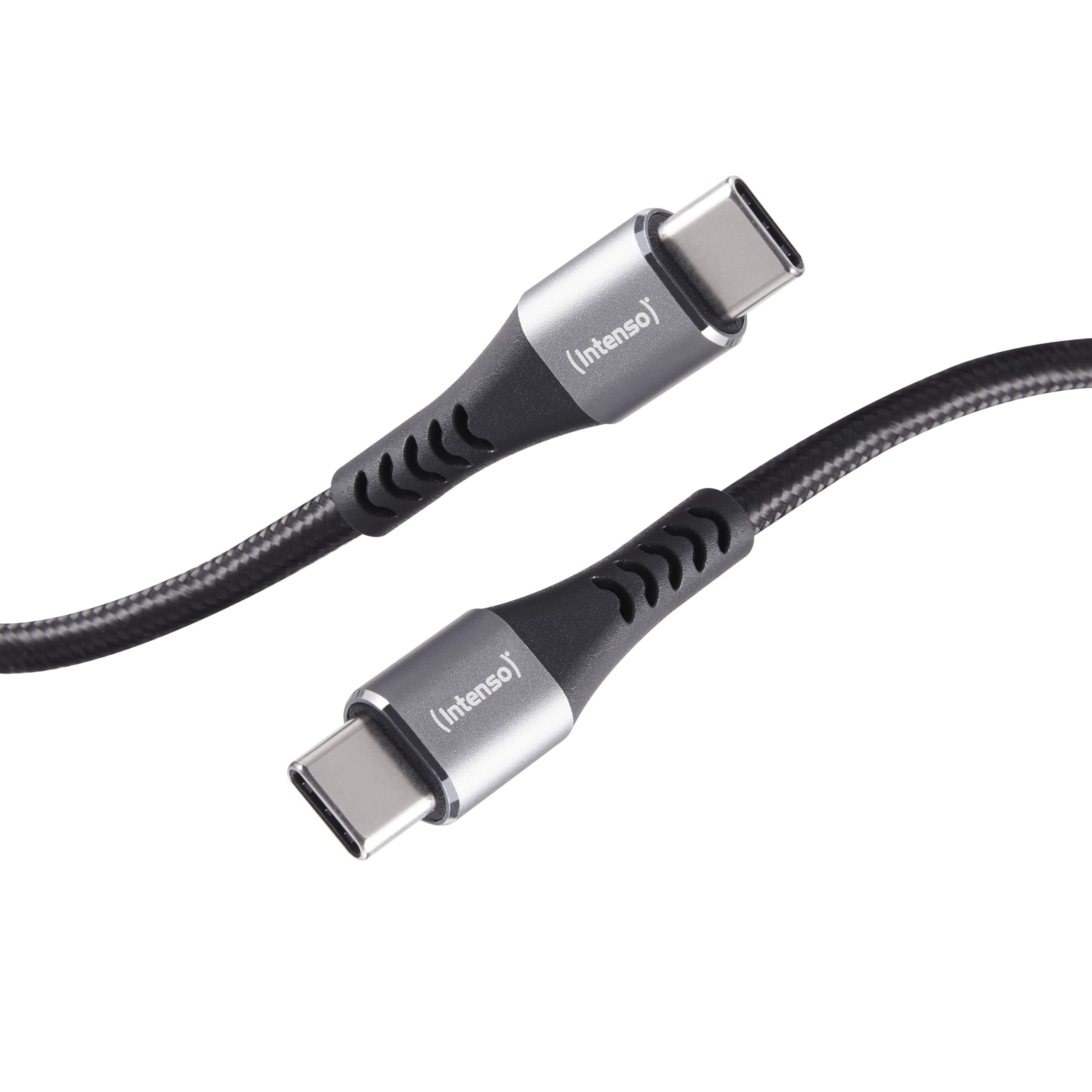 Intenso C315C - Cavo USB-C a USB-C da 60 W, ricarica rapida, 1,5 m, per iPhone, Samsung Galaxy, Macbook, laptop, iPad, colore: Nero