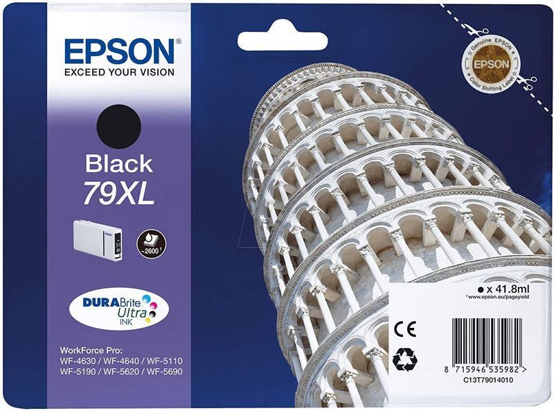Epson Original T79XL Tintenpatrone Pisa, WF-4630DWF WF-4640DTWF WF-5110DW WF-5190DW WF-5620DWF WF-5690DWF WF-5190DW WF-5690DWF, (schwarz