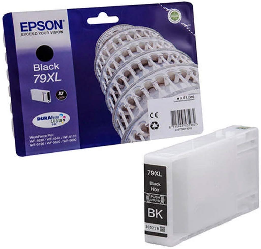 Epson Original T79XL Tintenpatrone Pisa, WF-4630DWF WF-4640DTWF WF-5110DW WF-5190DW WF-5620DWF WF-5690DWF WF-5190DW WF-5690DWF, (schwarz