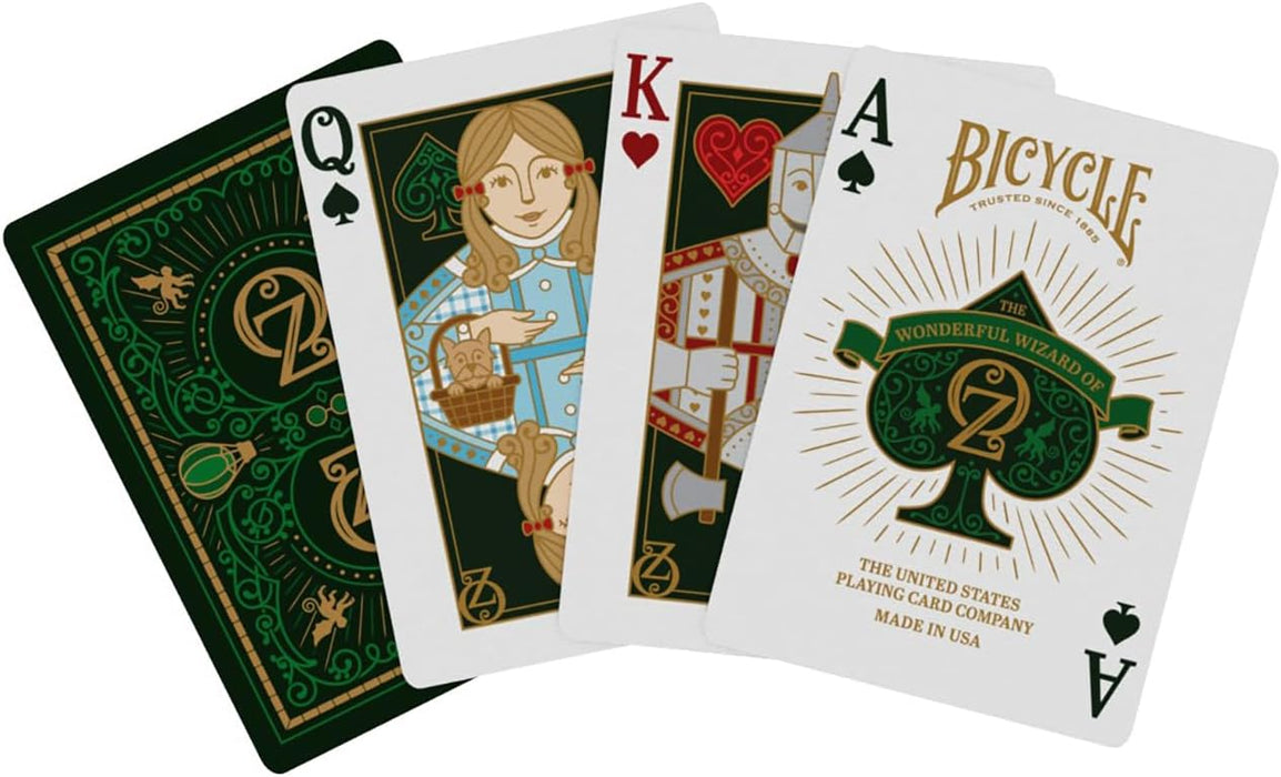 Bicycle Wizard of Oz Playing Cards, Oz Inspired Playing Card Deck, Emerald and Gold, 1 Deck