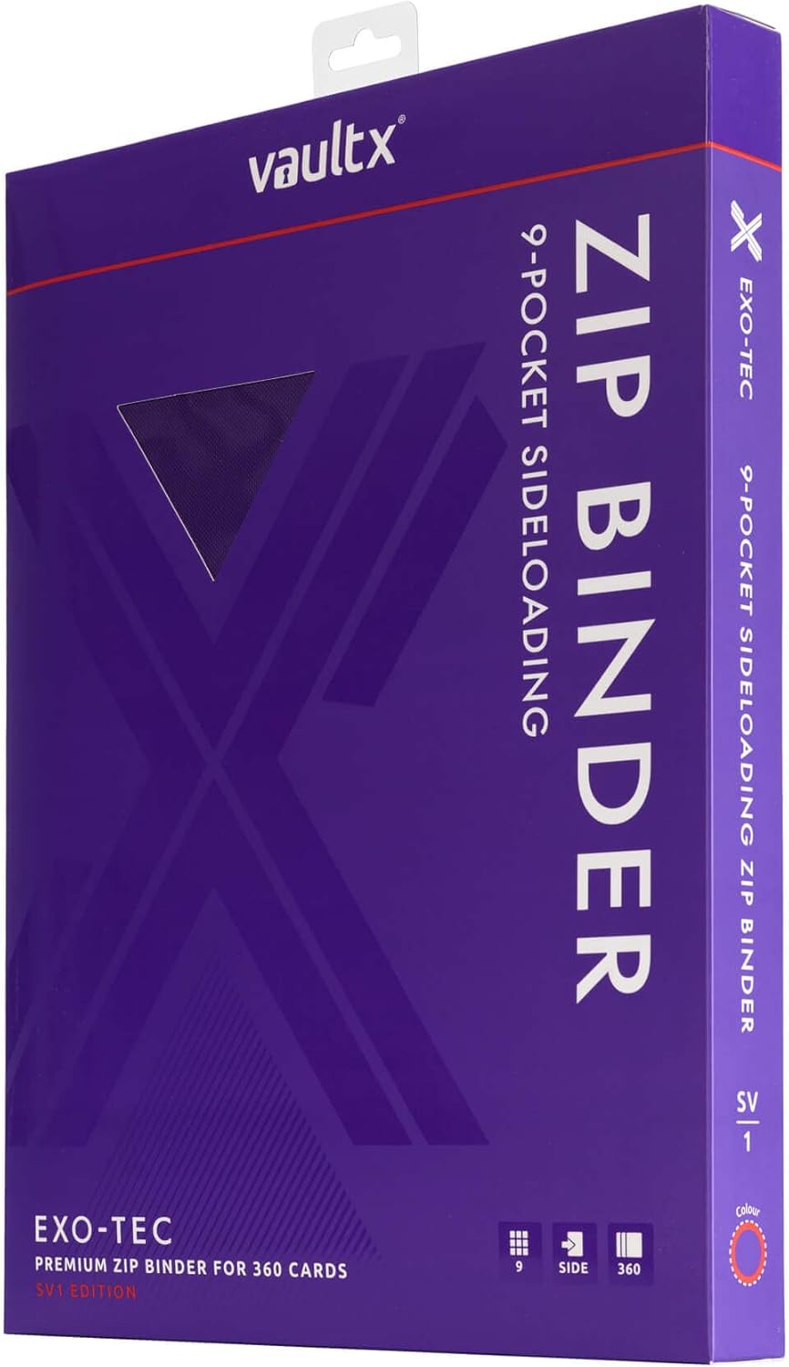 Vault X 9 Pocket Trading Card Zip Binder, 360 Cards, Compatible with Pokemon Scarlet & Violet Base Set, Premium Exo-Tec Album Material, 20 Side-Loading Pages, Folder for Collectible TCG (SV1)