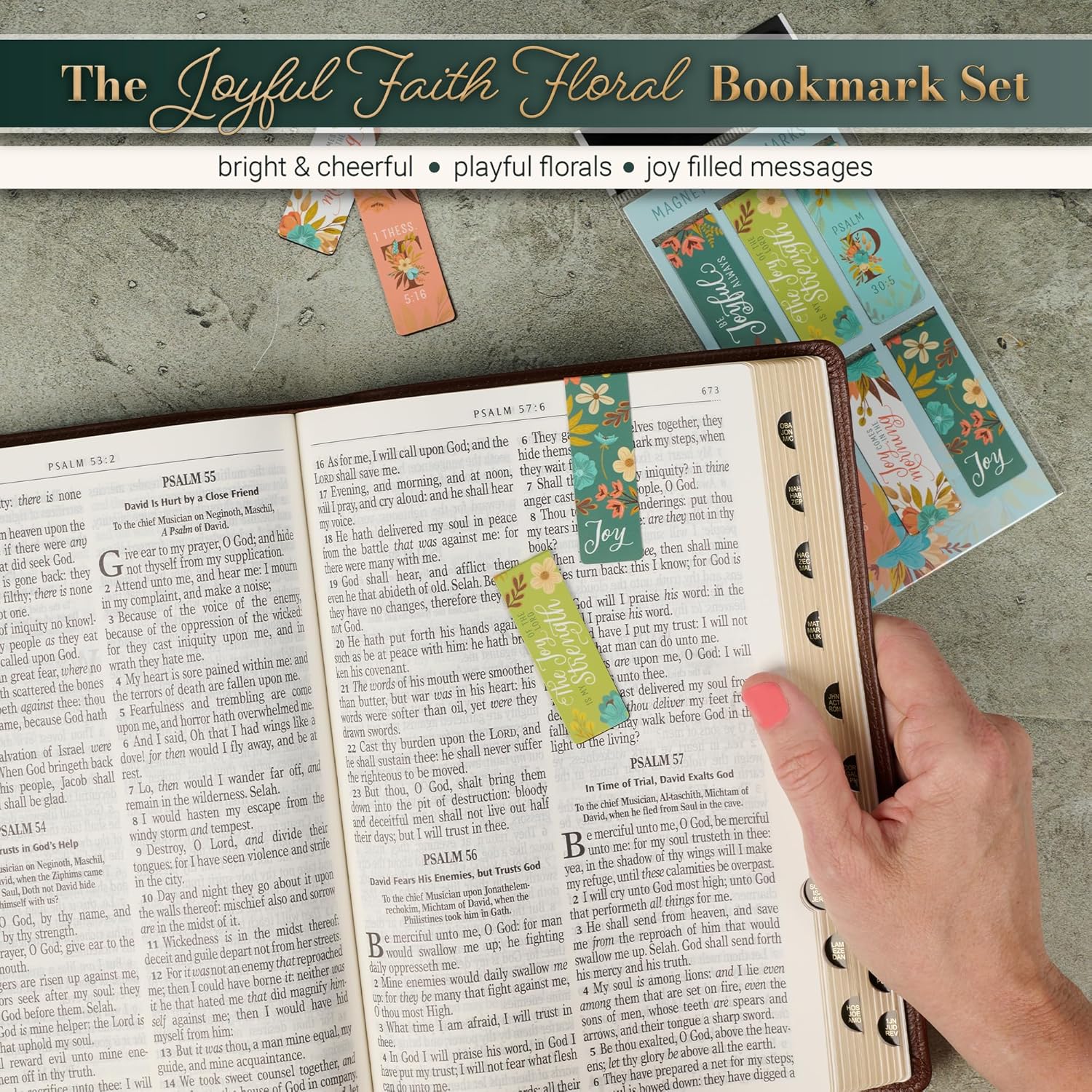 Joyful Faith Floral Magnetic Bookmark Set
