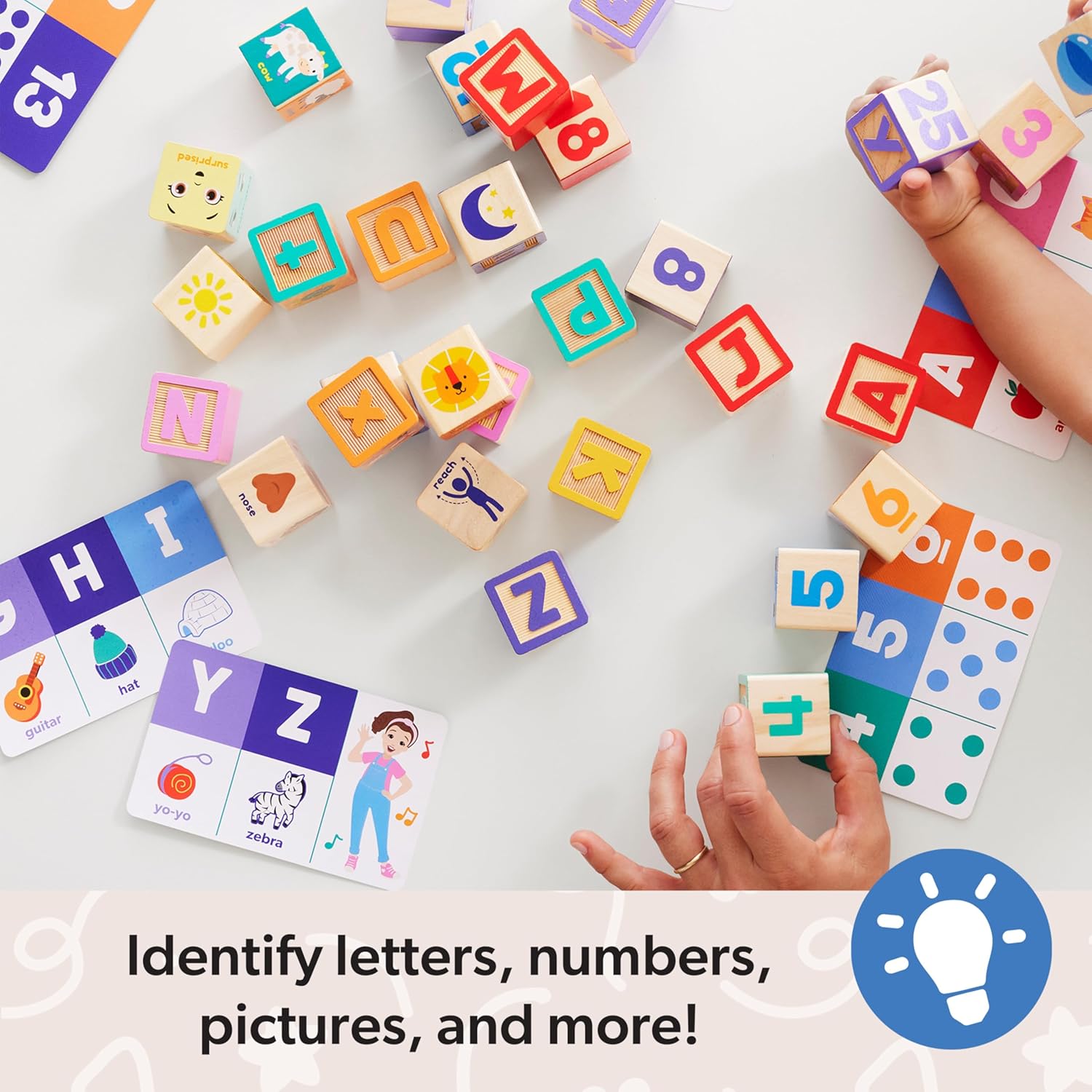Melissa & Doug Ms. Rachel Letter, Number, and Game Wooden Learning Blocks with Activity Cards for Girls and Boys Toddlers Ages 18 Months